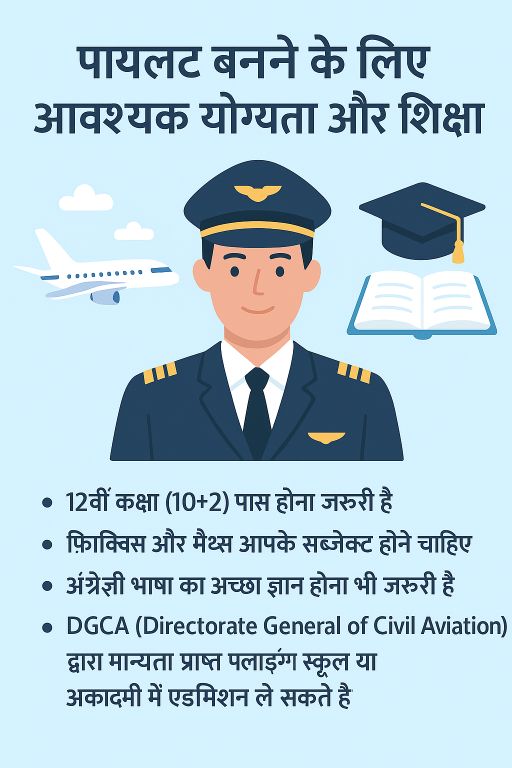 पायलट बनने के लिए आवश्यक योग्यता और शिक्षा